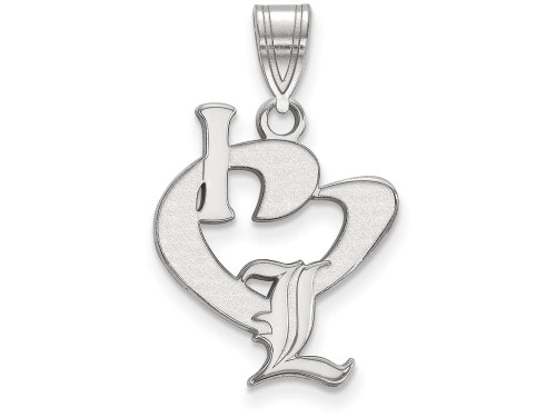 LogoArt Sterling Silver University Of Louisville Large I Love Logo Pendant Necklace SS016ULT