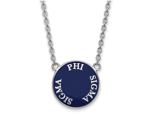 LogoArt Sterling Silver Phi Sigma Sigma Small Enameled Pendant Necklace with 18 Inch SS013PSS18T