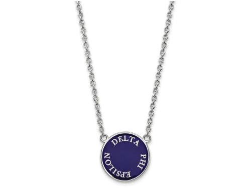 LogoArt Sterling Silver Delta Phi Epsilon Small Enameled Pendant Necklace with 18 Inch SS013DPH18T