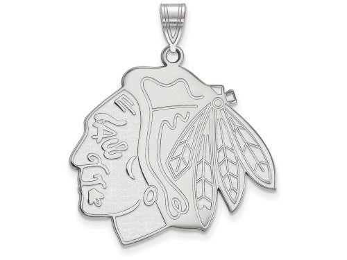 LogoArt Sterling Silver Chicago Blackhawks XL Pendant Necklace SS005BLAT