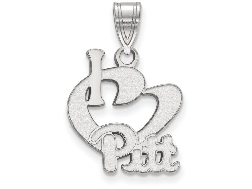 LogoArt Sterling Silver University Of Pittsburgh Large I Love Logo Pendant Necklace SS014UPIT