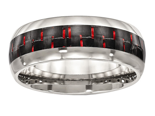 Chisel Stainless Steel Polished Black/red Carbon Fiber Inlay Ring SR504 - SR504Y125