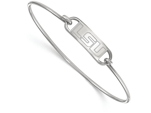 LogoArt Sterling Silver Louisiana State University Small Ctr Wire Bangle SS016LSU7T