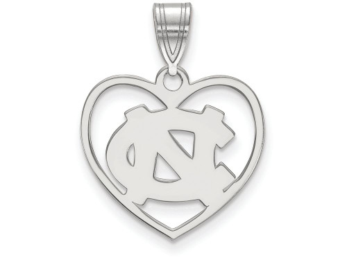 LogoArt Sterling Silver University Of North Carolina Pendant Necklace in Heart SS017UNCT