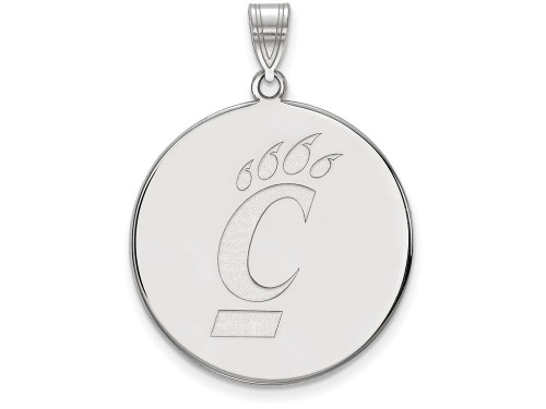 LogoArt Sterling Silver University Of Cincinnati XL Disc Pendant Necklace SS048UCT