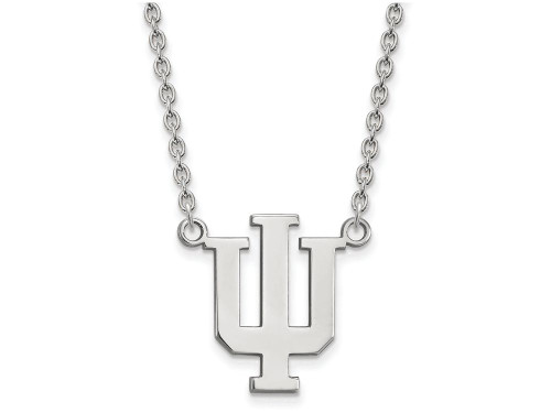 LogoArt Sterling Silver Indiana University Large Pendant Necklace SS016IU18T