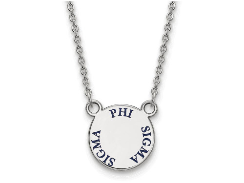 LogoArt Sterling Silver Phi Sigma Sigma Extra Small Enameled Pendant Necklace with 18 Inch SS014PSS18T