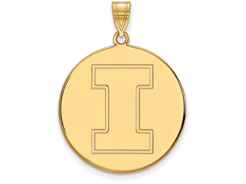 Logoart Sterling Silver Gp University Of Illinois Extra Large Disc Pendant GP069UILAE