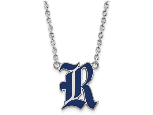 LogoArt Sterling Silver Rice University Large Enamel Pendant Necklace SS012WMR18T