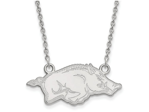 LogoArt Sterling Silver University Of Arkansas Small Pendant Necklace SS014UAR18T
