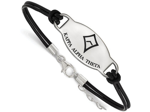 LogoArt Sterling Silver Kappa Alpha Theta Enameled Oval Leather Bracelet SS018KAT7T
