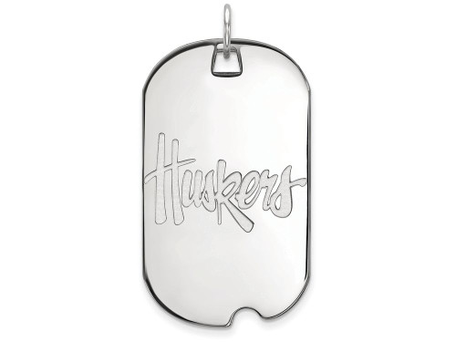 LogoArt Sterling Silver University Of Nebraska Large Dog Tag Pendant Necklace SS014UNET