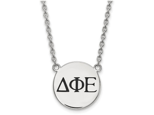 LogoArt Sterling Silver Delta Phi Epsilon Small Enameled Pendant Necklace with 18 Inch SS017DPH18T