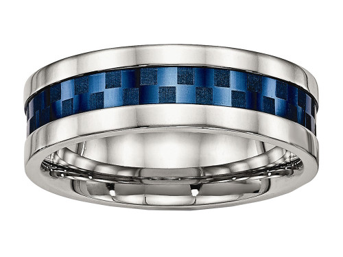Chisel Stainless Steel Polished Blue Ip-plated 8.00mm Wedding Band SR517 - SR517Y125