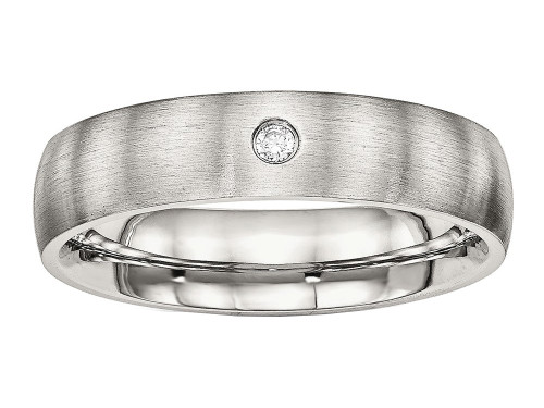 Chisel Stainless Steel Brushed Half Round CZ Ring SR506 - SR506Y105