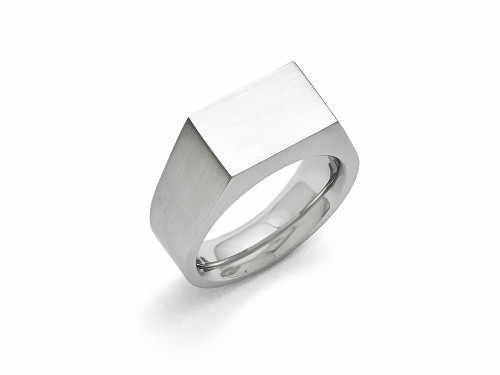 Chisel Stainless Steel Polished and Brushed Signet Ring SR392 - SR392Y10