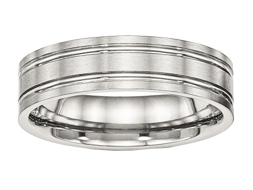 Chisel Stainless Steel Brushed and Polished Ridged 6.00mm Wedding Band SR509 - SR509Y12