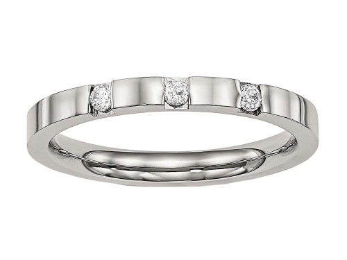 Chisel Stainless Steel Polished 3 Stone CZ 2.50mm Wedding Band SR515 - SR515Y6
