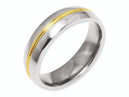Chisel Titanium Yellow Ip-plated Grooved 6mm Polished Wedding Band TB195 - TB195K95