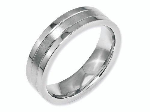 Chisel Stainless Steel Grooved 6mm Satin and Polished Wedding Band SR30 - SR30Y11