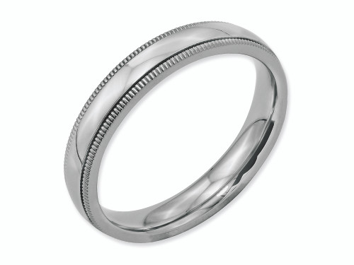 Chisel Stainless Steel Grooved and Beaded 4mm Polished Wedding Band SR97 - SR97Y95