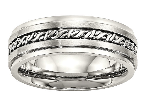 Chisel Stainless Steel Brushed and Polished Braided 7.00mm Wedding Band SR525 - SR525Y8