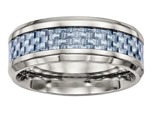 Chisel Stainless Steel Polished Blue Carbon Fiber Inlay Ring - SR501Y9