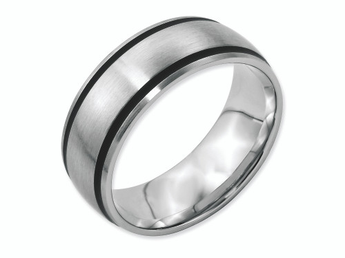 Chisel Stainless Steel Black Rubber 8mm Brushed Wedding Band SR27 - SR27Y115