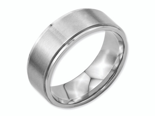 Chisel Stainless Steel Ridged Edge 8mm Brushed and Polished Wedding Band SR34 - SR34Y8