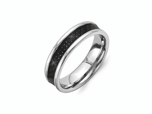 Chisel Stainless Steel Black Carbon Fiber 6mm Polished Wedding Band SR256 - SR256Y8