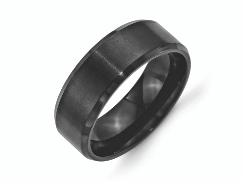 Chisel Stainless Steel 8mm Black Ip-plated Brushed/polished Beveled Edge Wedding Band - SR324Y12
