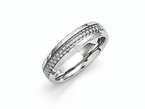 Chisel Stainless Steel and Grey Carbon Fiber 6mm Polished Wedding Band SR257 - SR257Y11