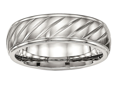 Chisel Stainless Steel Brushed and Polished Grooved Ring SR490 - SR490Y9
