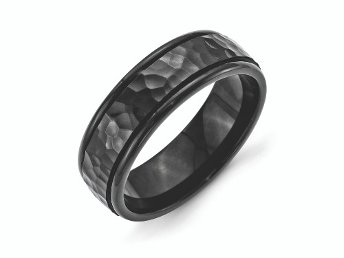 Chisel Stainless Steel 7mm Black Ip-plated Hammered and Polished Wedding Band SR333 - SR333Y105