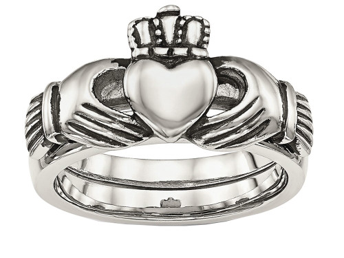Chisel Stainless Steel Love Loyalty Friendship Claddagh Double Hinged Ring SR462 - SR462Y7
