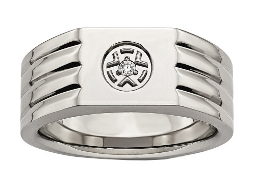 Chisel Stainless Steel Polished with CZ Ring SR454 - SR454Y10