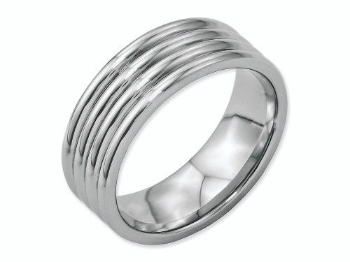 Chisel Stainless Steel Grooved 8mm Polished Wedding Band SR26 - SR26Y12