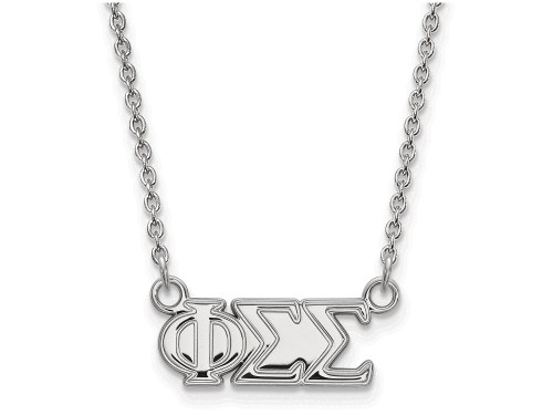 LogoArt Sterling Silver Phi Sigma Sigma Medium Pendant Necklace with 18 Inch SS007PSS18T