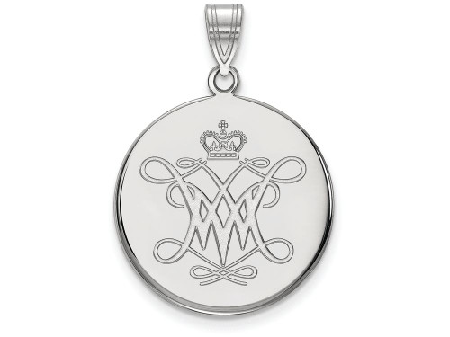 LogoArt Sterling Silver William and Mary Large Disc Pendant Necklace SS007WMAT