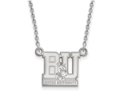 LogoArt Sterling Silver Boston University Small Pendant Necklace SS008BOU18T