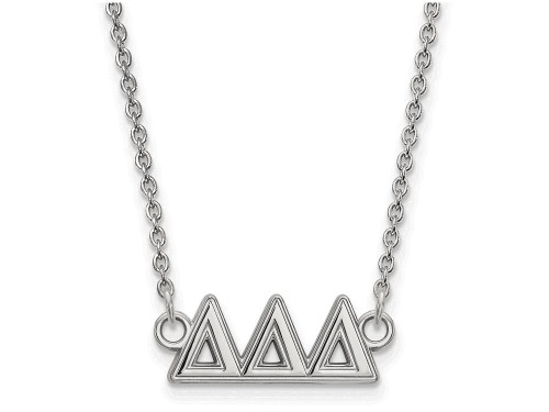 LogoArt Sterling Silver Delta Delta Delta Medium Pendant Necklace with 18 Inch SS007DDD18T