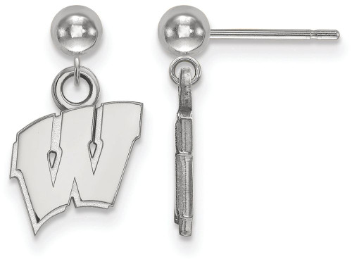LogoArt Sterling Silver University Of Wisconsin Earrings Dangle Ball SS010UWIT