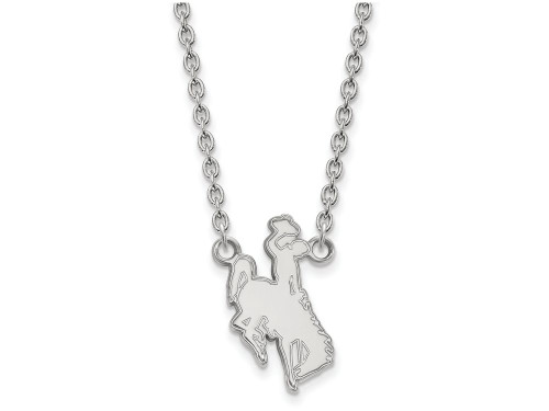 LogoArt Sterling Silver the University Of Wyoming Large Pendant Necklace - SS010UWY18T