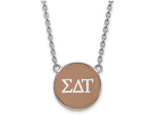 LogoArt Sterling Silver Sigma Delta Tau Small Enameled Pendant Necklace with 18 Inch SS030SDT18T