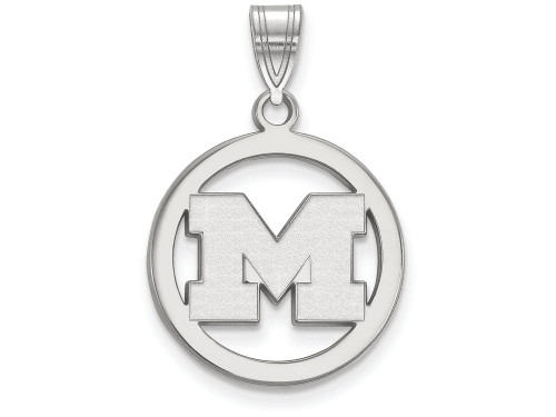 LogoArt Sterling Silver Michigan (univ Of) Sm Pendant Necklace in Circle SS030UMT