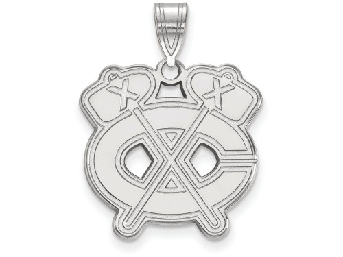 LogoArt Sterling Silver Chicago Blackhawks Large Pendant Necklace SS039BLAT