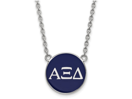 LogoArt Sterling Silver Alpha Xi Delta Small Enameled Pendant Necklace with 18 Inch SS030AXD18T