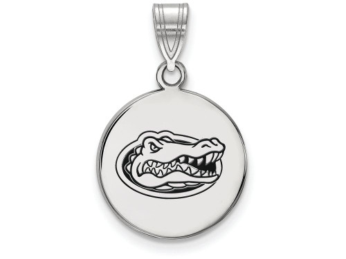 LogoArt Sterling Silver University Of Florida Medium Enamel Disc Pendant Necklace SS040UFLT
