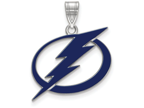 LogoArt Sterling Silver Tampa Bay Ligtning Large Enamel Pendant Necklace SS029LIGT