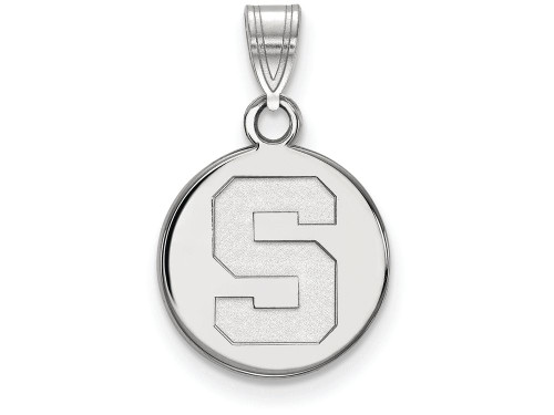 LogoArt Sterling Silver Michigan State University Small Disc Pendant Necklace SS037MIST
